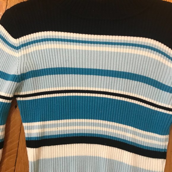 y2k vintage cropped blue striped turtleneck - Picture 3 of 3